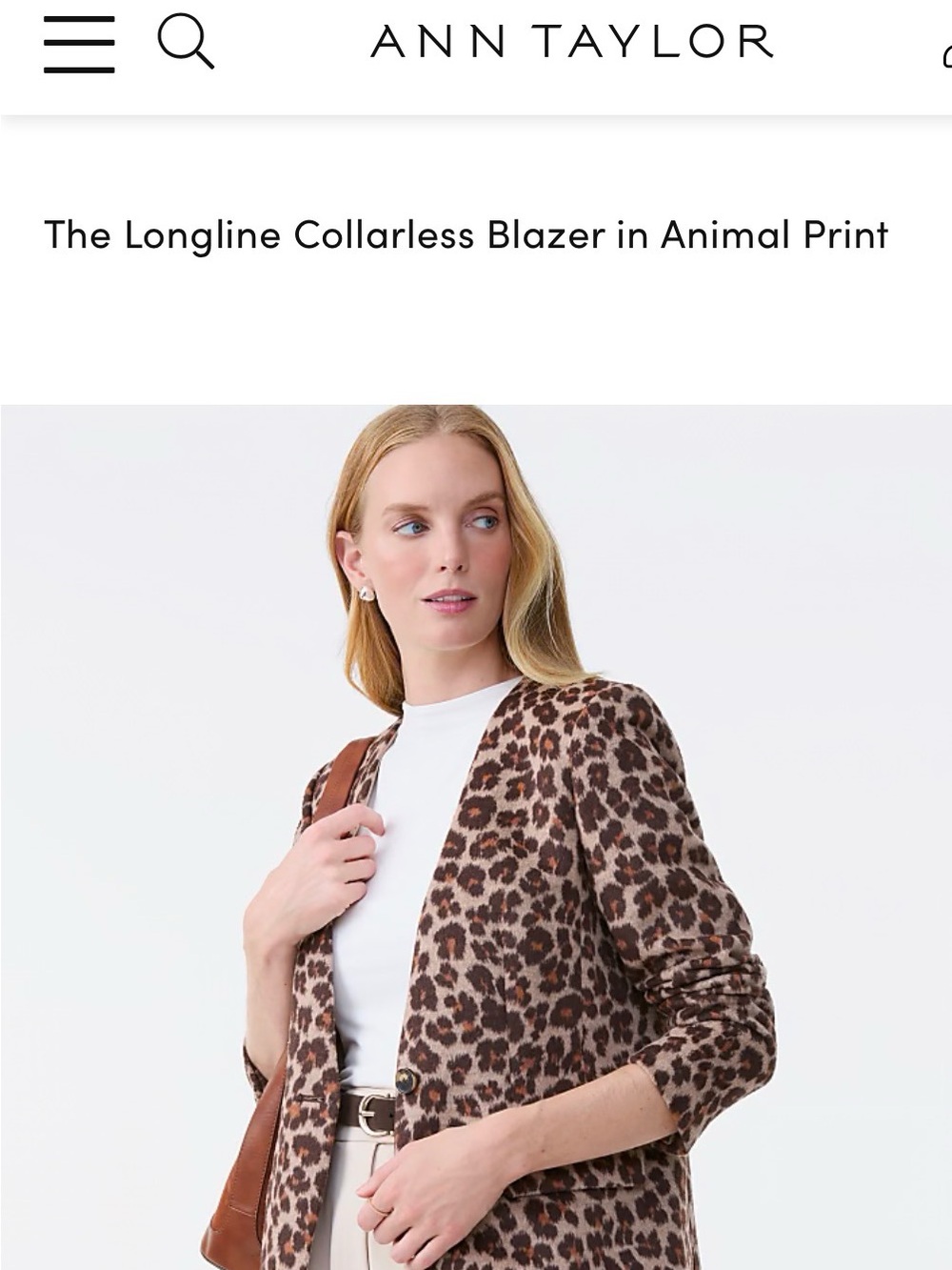 Ann Taylor Leopard Print Longline Collarless Blazer - Brown & Black